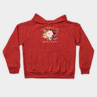 Cotswolds England British Watercolor Roses Kids Hoodie